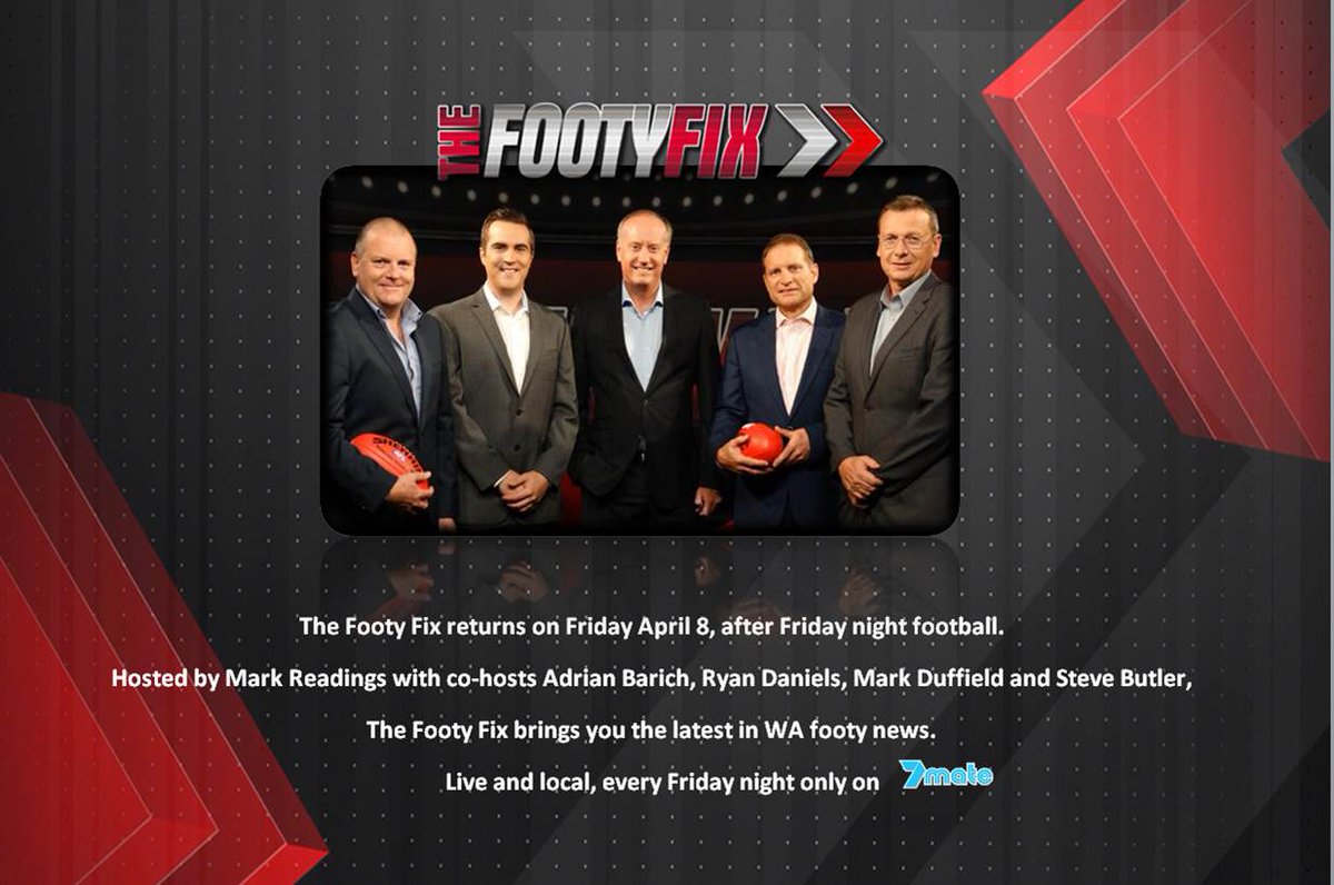 thefootyfix7's tweet photo. @thefootyfix7 is back! Straight after Friday Night Footy on 7mate. https://t.co/6u4XnXBnyL
