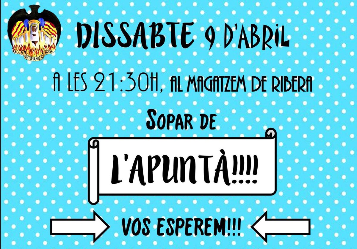 FallaAvdaGerman's tweet image. I després d'unes Falles 2016 de 10, continuem amb les Falles 2017. Pròxim dissabte, apuntà i nomenament Càrrecs 2017