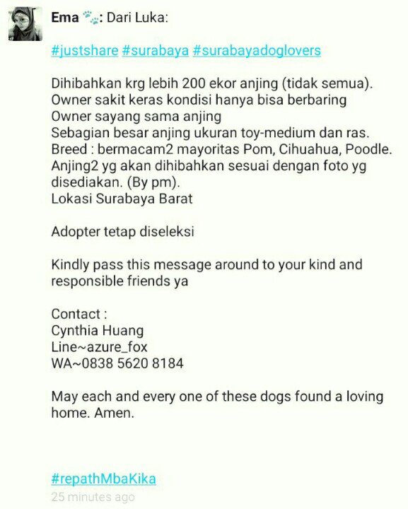 Buat teman-teman di Surabaya siapa tau berkenan membantu 🙇