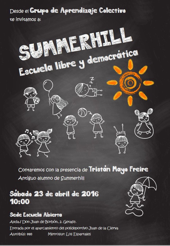 KConstructors's tweet photo. 23 Abril Madrid, Summerhill: Escuela libre y democrática https://t.co/UX4nuxMXRd  #educacióndemocrática #edukcs https://t.co/K6T8YkdwmA