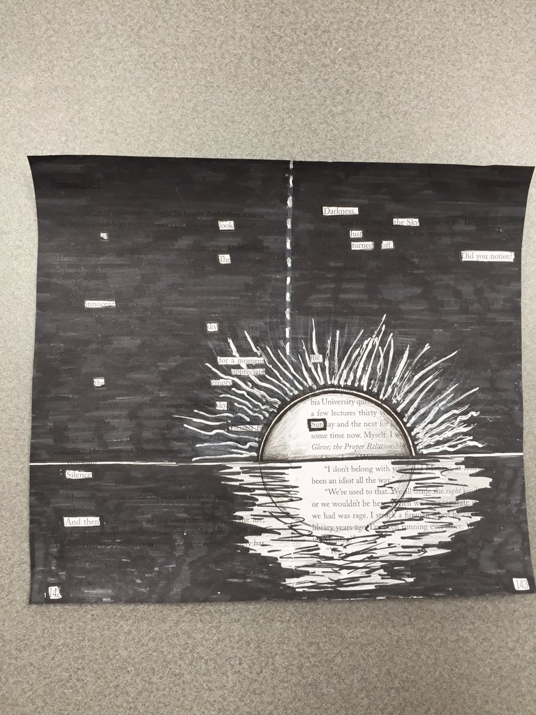MrsBollingerHHS's tweet photo. Sophomore blackout poetry. #creativity #poetry #eng2h #WeAreHowell https://t.co/C5aZr5WJco