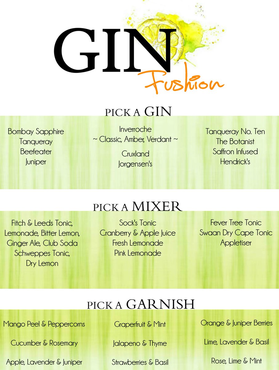 Our #GinFushion bar offering. Mix. Match. Create.