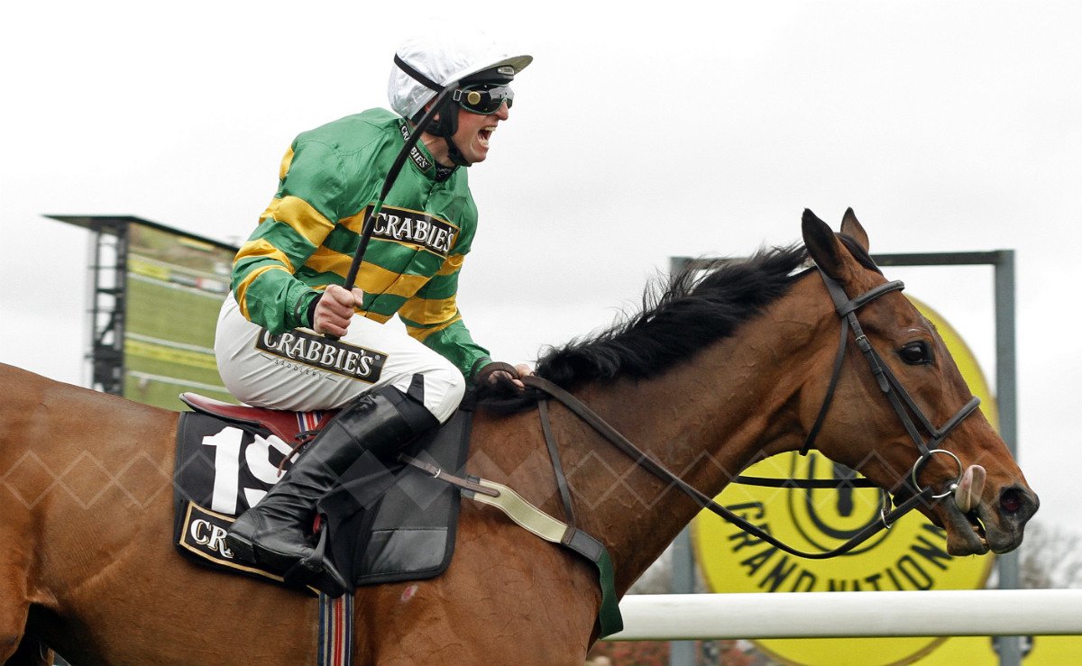 TheJockeyClub's tweet image. What it feels like to win the @CrabbiesUK Foxhunters - @CoddJJ and On the Fringe @AintreeRaces