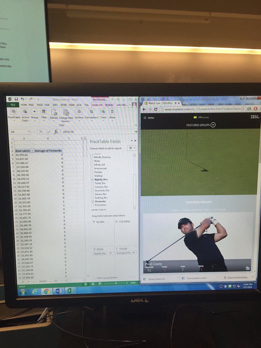 TotalBFM's tweet photo. The Masters and Pivot Tables #TBFM https://t.co/ndJEHaGZOW