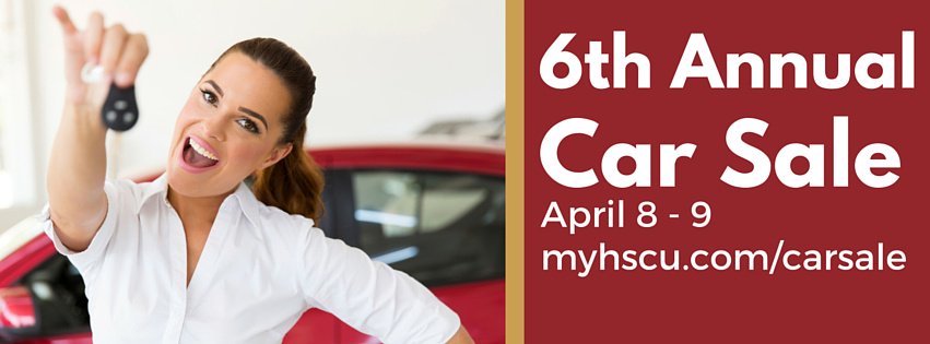 HUGE Credit Union CAR SALE this weekend! Check it out: myhscu.com/carsale