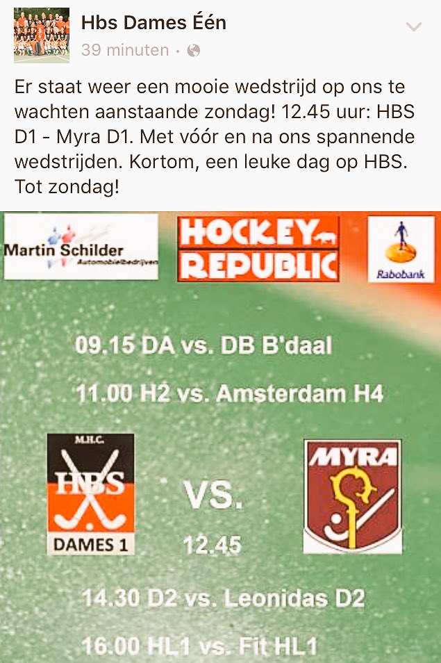 Tot zondag! 12:45 KG1 <a href="/hbsbloemendaal/">hbsbloemendaal</a> <a href="/martinschilder/">Martin Schilder</a> @RaboHaarlem <a href="/hockeyrepublic/">Hockey Republic</a> #uitslagen1adames <a href="/HVMyra_1954/">HV Myra</a>
