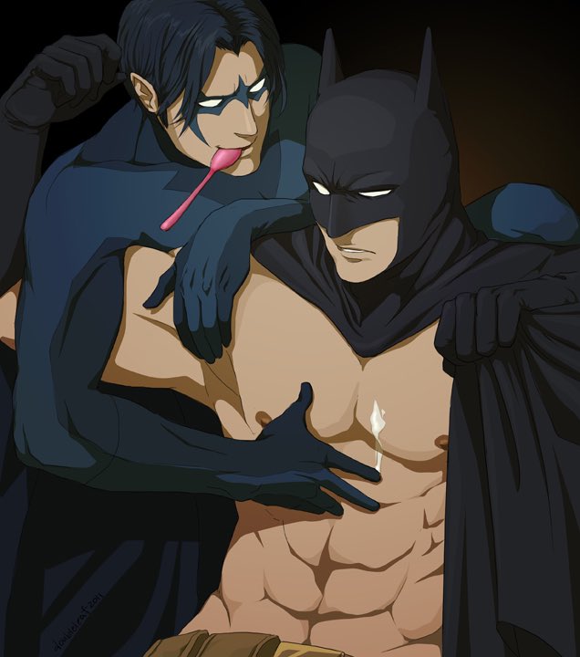 BuffBatman's tweet image. "Waah- Oh, hi Dick. Still thinking beefcakes are better for your birthday than an ice cream cake?" Bi Dom Lit RP. RT