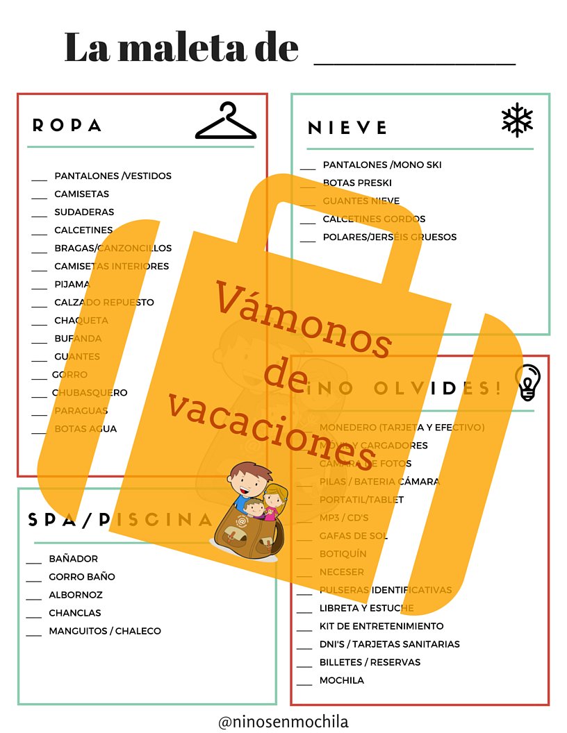 ninosenmochila's tweet photo. Esta es la lista imprimible que uso para hacer las maletas y que no se me olvide nada. :) https://t.co/xglqRN8xp3 https://t.co/Mtud8Chz9M