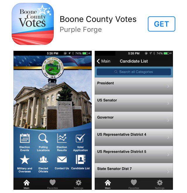 BooneCoGOP's tweet photo. Have you downloaded the Boone County Votes App? Get it now in the iTunes App Store and Google Play. https://t.co/mOOQpsRE2j