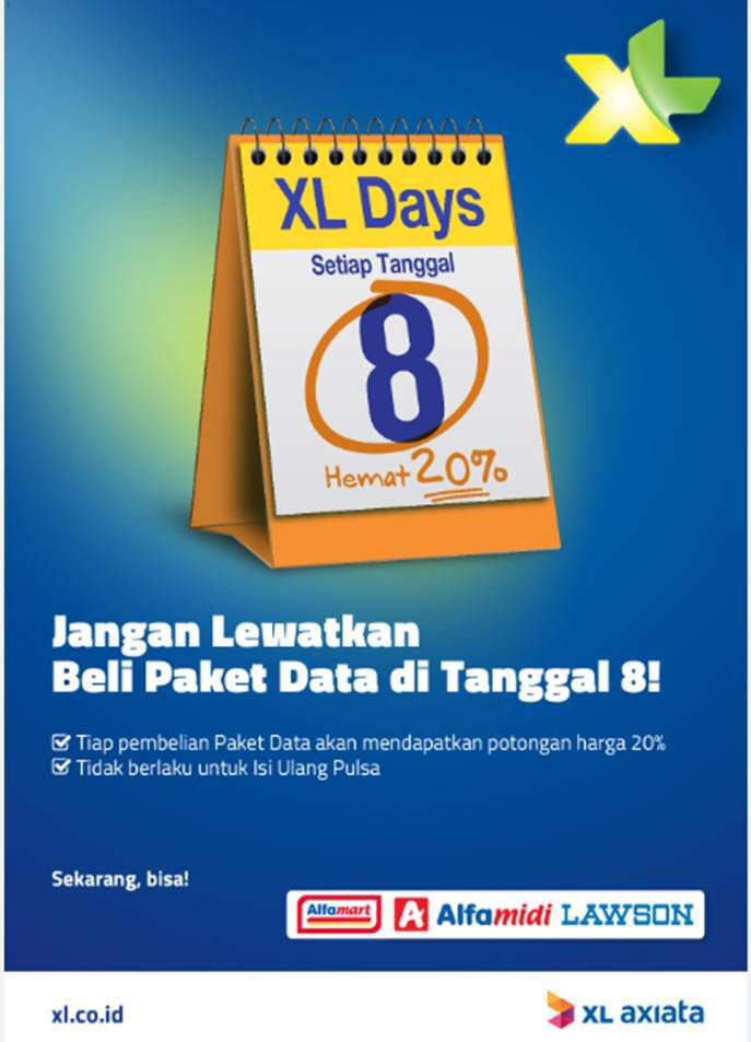 Jangan Lupa Besok yah!!! Beli paket Inet XL dapet Diskon 20%, beli nya di alfamart yah...