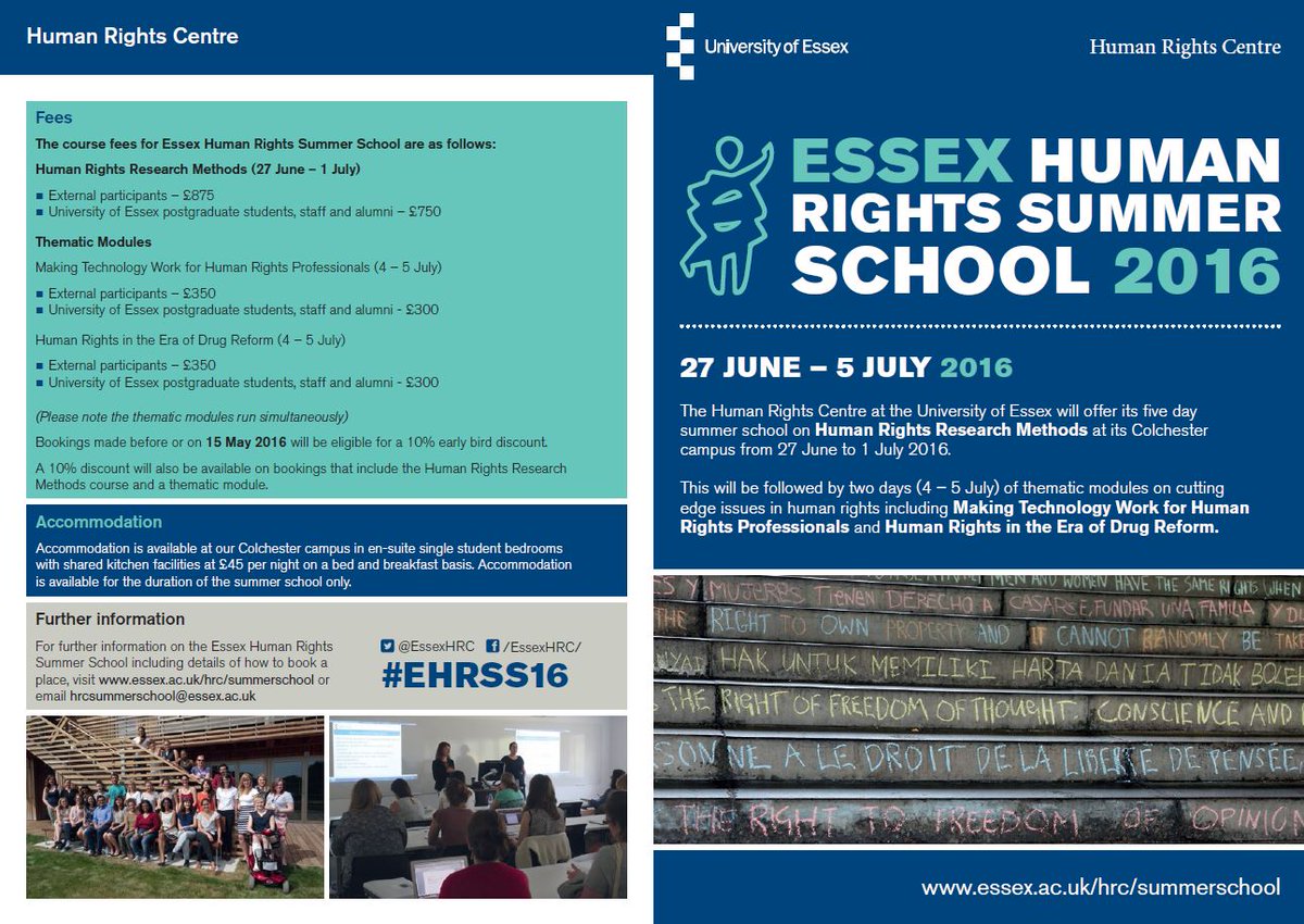 EssexHRC's tweet photo. Have a look at our #HumanRights Summer School leaflet for #EHRSS16 @EssexLawSchool @HRDP2 https://t.co/2qboWw8oNf https://t.co/jCWZMXWn3a