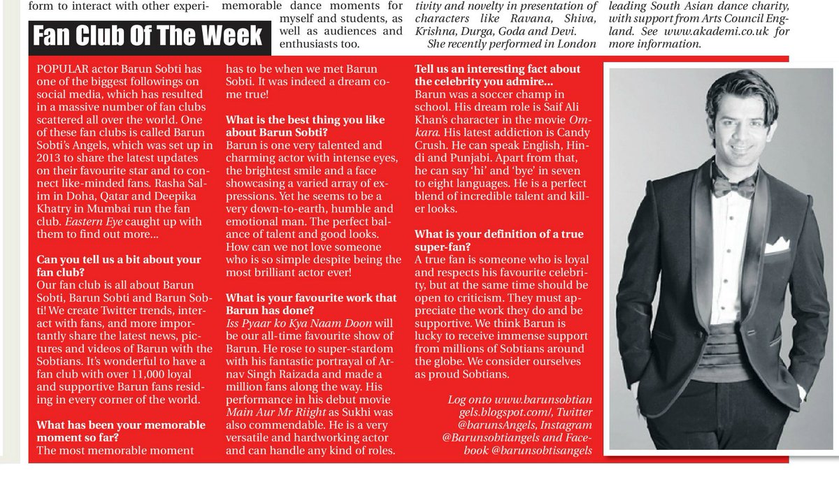 asjadnazir's tweet photo. This week's @EasternEye Fan Club of week are @BarunSobtiSays super fans @BarunsAngels .. Congratulations #BarunSobti https://t.co/vxhvfQrMhP