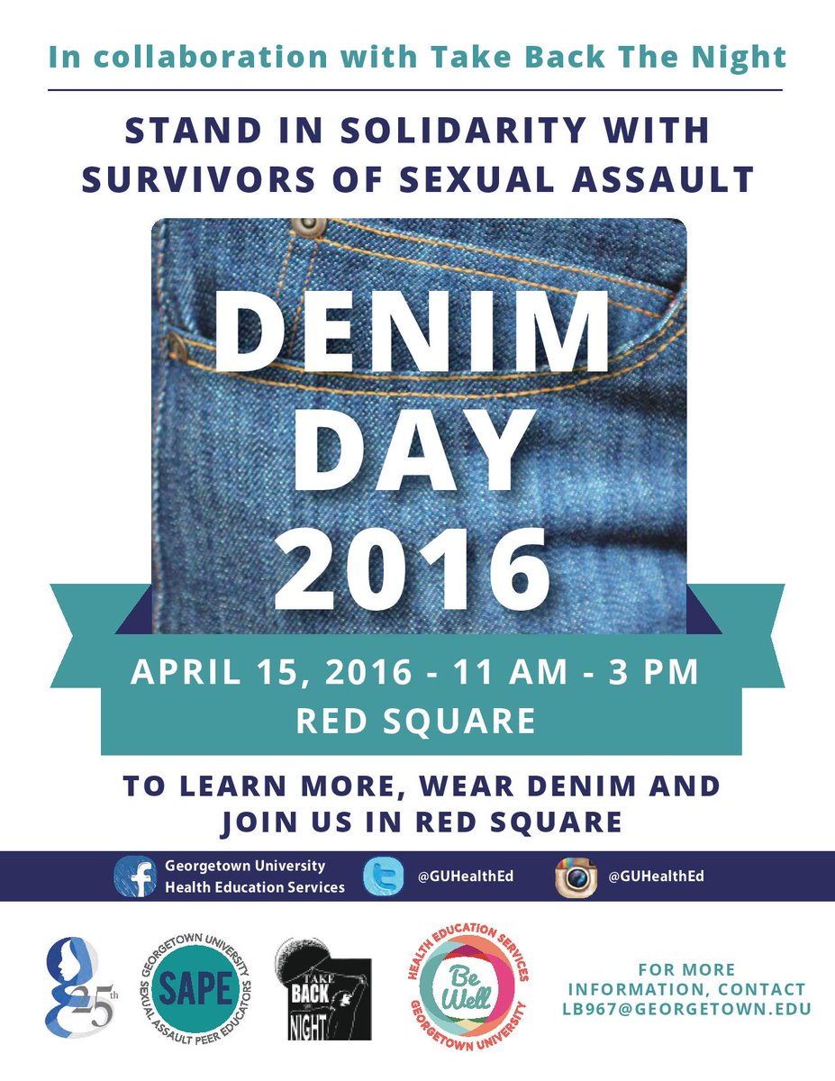 GeorgetownSAPE's tweet photo. Are you coming to #GUDENIMDAY @GUSAssociation @GUBulldogTavern @GUAuxiliarySvcs @GeorgetownABCS https://t.co/qBNN0It2LX