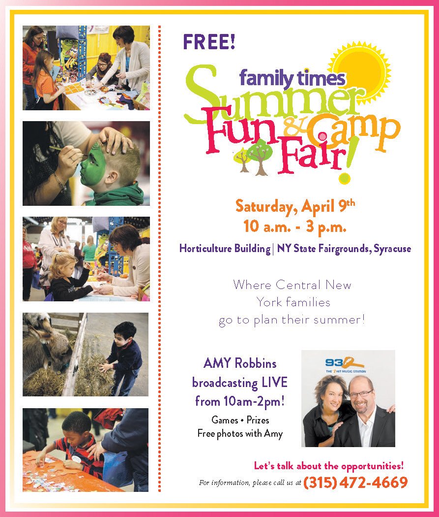 Be sure to come out to the State Fair grounds this Saturday for Family Times Summer Fun and Camp Fair!