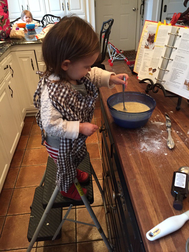 Helping Nana make banana bread #luellapearl