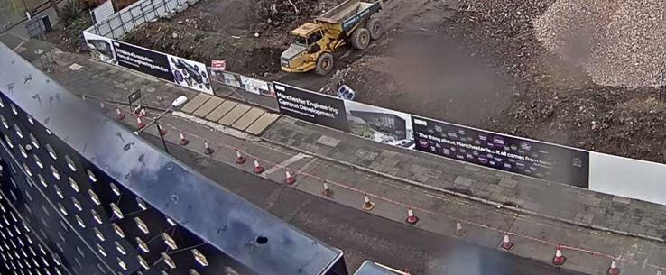 HackettPatrick's tweet image. The hoardings for @uom_mecd site have arrived. Whoop whoop @rachelbrealey @CatherineG2020 @fionajcampbell @mecanoo_