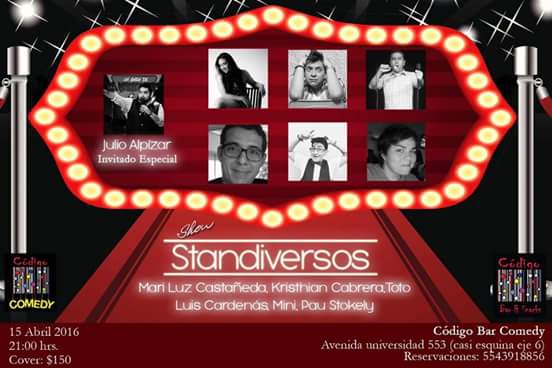 julioalpizar's tweet photo. Te espero el viernes 15 en #CodigoBar con este gran show! Con @pau_stokely @KristhianCabMX @AdanMata @mariluzcasta https://t.co/PoW8Uxu9BA