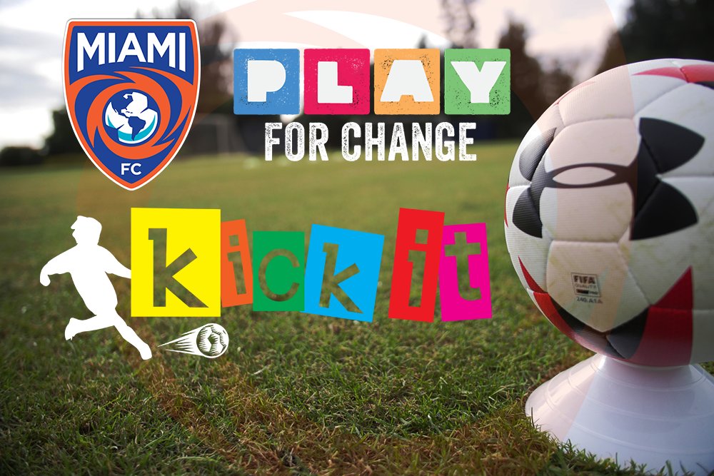 PlayChange's tweet photo. @PlayChange @TheMiamiFC launch partnership #sportsprogrammes for kids #PFCKickIt #TheMiamiFC https://t.co/GST1mrLfOm https://t.co/Wy3o0JgkdH