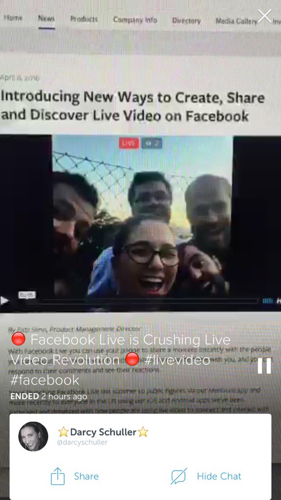 ReservoirApps's tweet photo. .@darcyschuller on #Periscope: 🔴 Facebook Live is Crushing Live Video Revolution 🔴 #livevi… https://t.co/P76JdNCnM9 https://t.co/M5rqXWBjp0