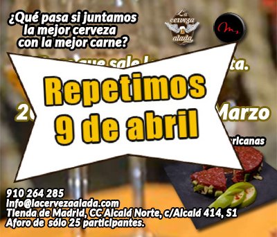 Cervezaalada's tweet photo. Este sábado 9 no te puedes perder la #superCata de @FlyingDog y hamburguesas gourmet de @CarniceriaFerez 910264285 https://t.co/PimOMLboIV