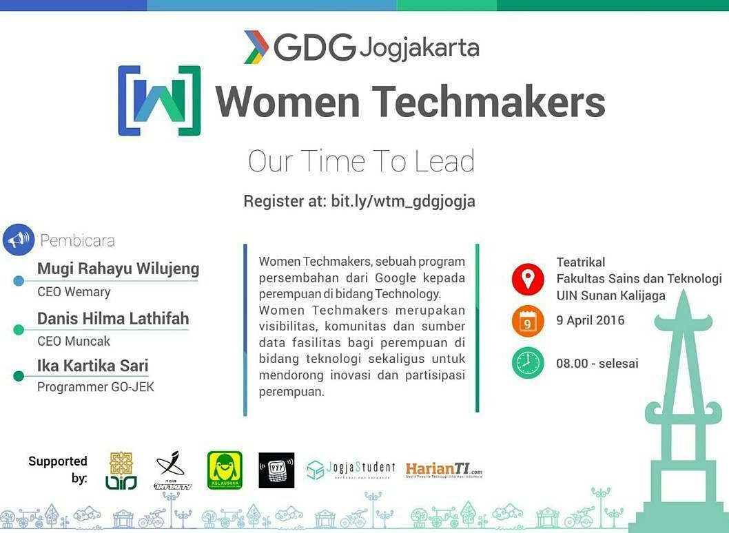 9/4/16 08:00 Seminar Women Techmakers di UIN Sunan Kalijaga Jogja <a href="/JogjaUpdate/">jogjaupdate.com</a> <a href="/JogjaStudent/">Mahasiswa Jogja</a>