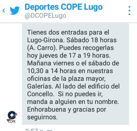 Gracias!!!! <a href="/DCOPELugo/">Deportes COPE Lugo</a>  Sois los #NumberOne!!!