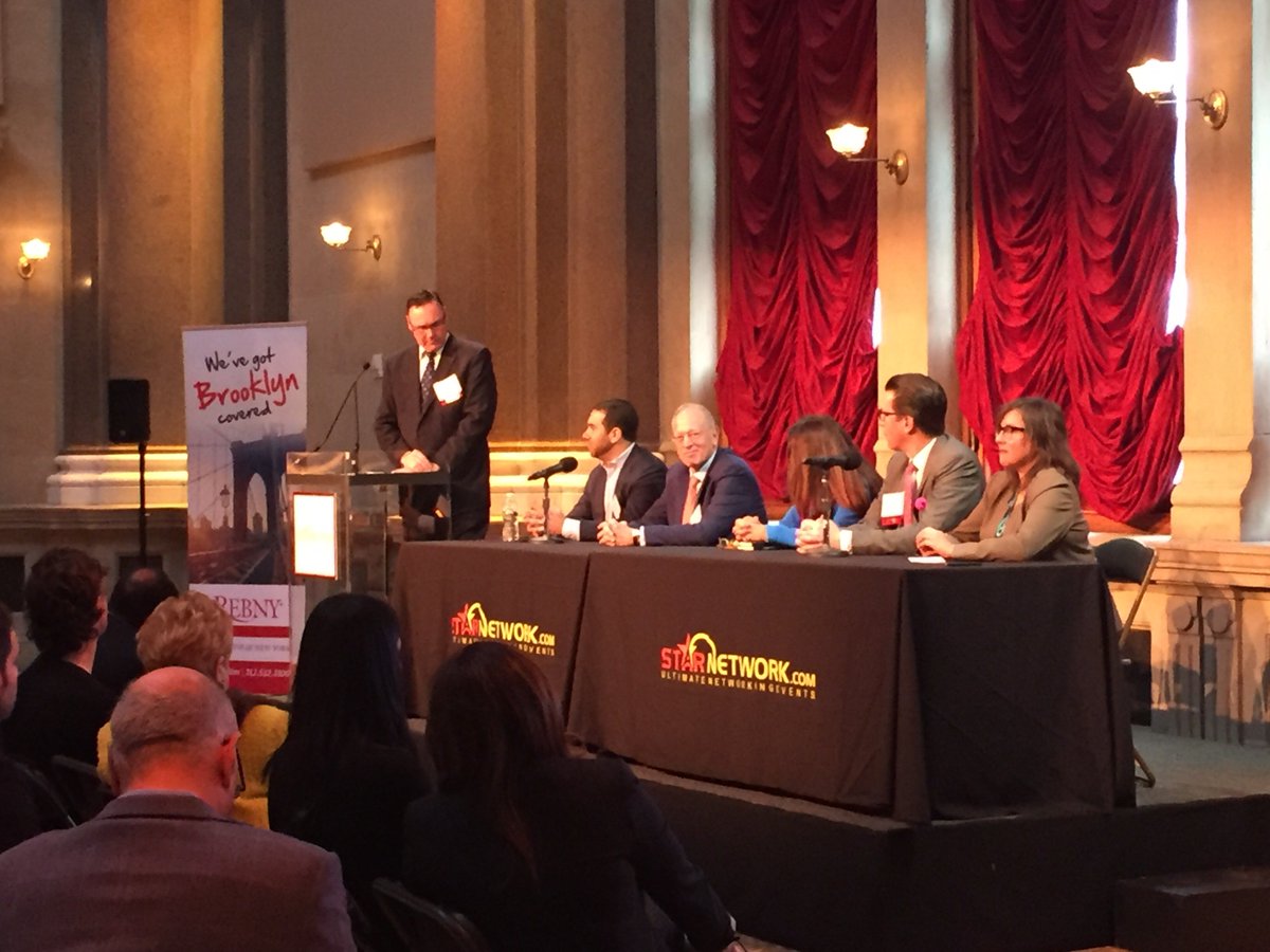 REBNY's tweet photo. Jeff Levine #Douglaston, Geoff Ross @ThorEquities & Lisa Gomez #LMDevelopment among the resi panelists at #BkREConf https://t.co/D6aPMpWZJM