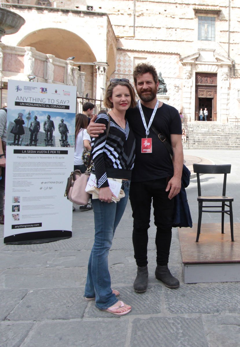 AnythingtoSay_'s tweet photo. Sarah Harrison with @davide_dormino and the empty chair #AnyThingToSay Tomorrow @ #ijf16 https://t.co/KNGqEmuvuX https://t.co/EoVC4CUerv
