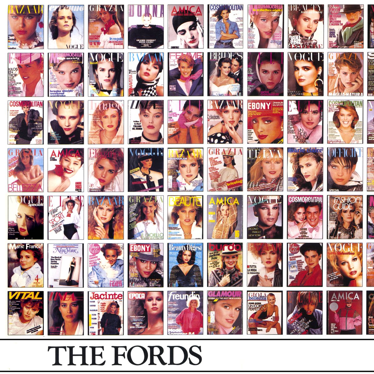 FordModels's tweet photo. Poster from our 50th anniversary back in '97 celebrating our most famous covers! This year marks 70 🍾#TBT #FordVault https://t.co/p5J7vmylvb