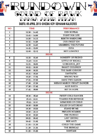 RUNDOWN FIX FIX <a href="/soundofrawk/">Sound Of Rawk</a> 
Dont forget ..🙋