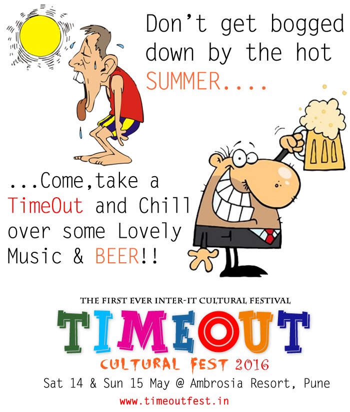 timeoutfestival's tweet photo. Time for you to take a TimeOut & Chill this Summer. For Details visit https://t.co/0AIFt55SYh #timeoutfest #Pune https://t.co/TZiPwFPIm1