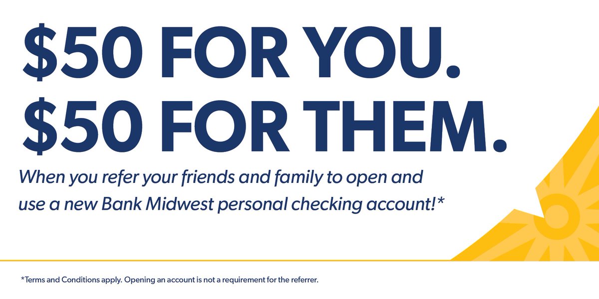 bank_mw's tweet photo. Want to earn $50 and give a friend $50? Check out https://t.co/tWmJ0azIIA to learn more! https://t.co/sXcT4wJwUG