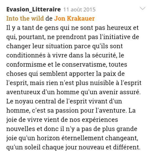Evasion Litteraire Cette Citation Est L Une Des Plus Belles Que J Ai Pu Retenir Dans Un Livre Into The Wild Une Histoire Magnifique T Co Ohjvefzfv7 Twitter