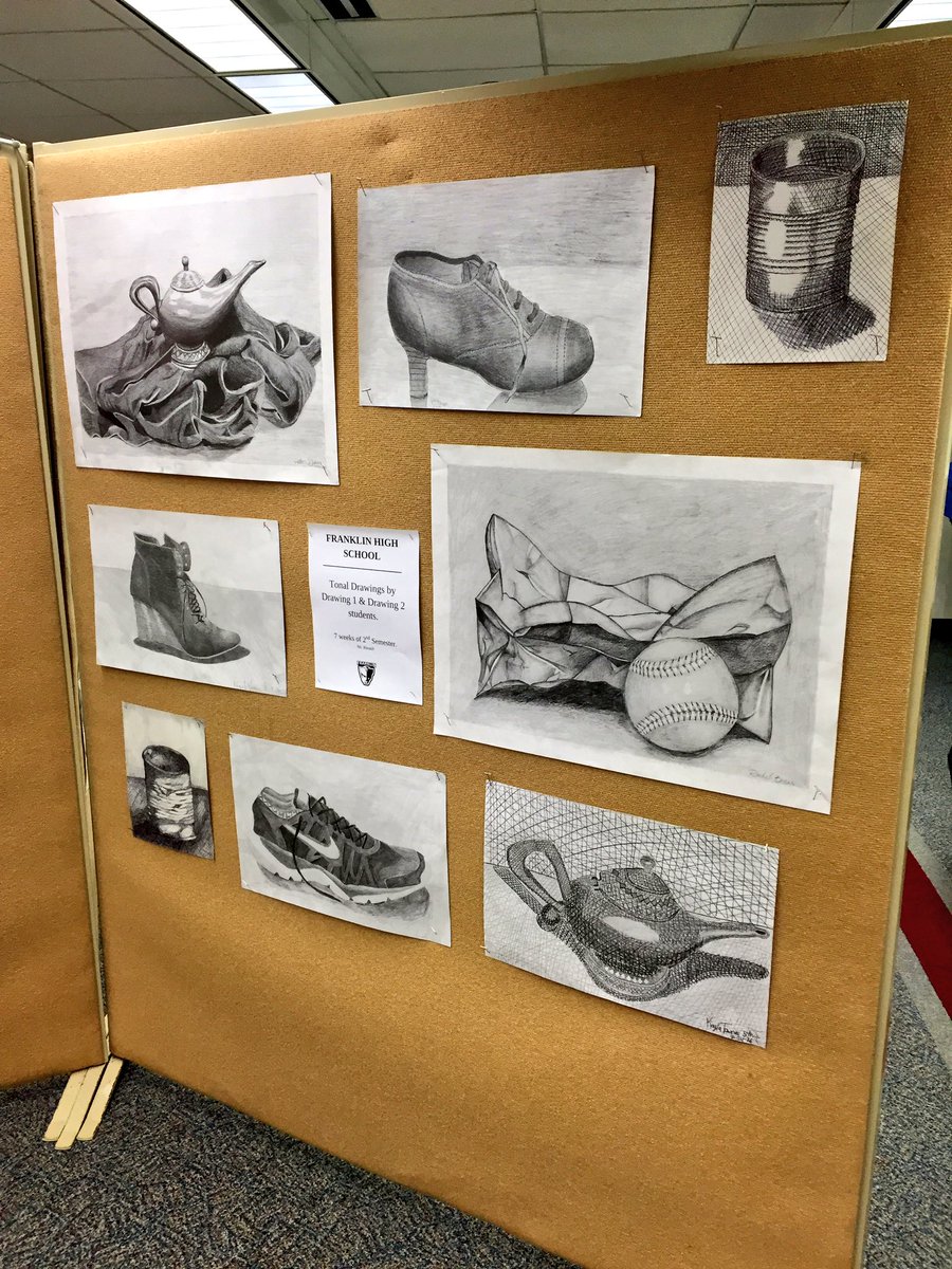 Rheault_ism's tweet photo. Just hung Drawing 1 &amp; 2 "Tonal" pieces @LivoniaDistrict BOE. Strong pieces. @fhspatriots #qualityboard #value ✏️ https://t.co/4WUecysdkc