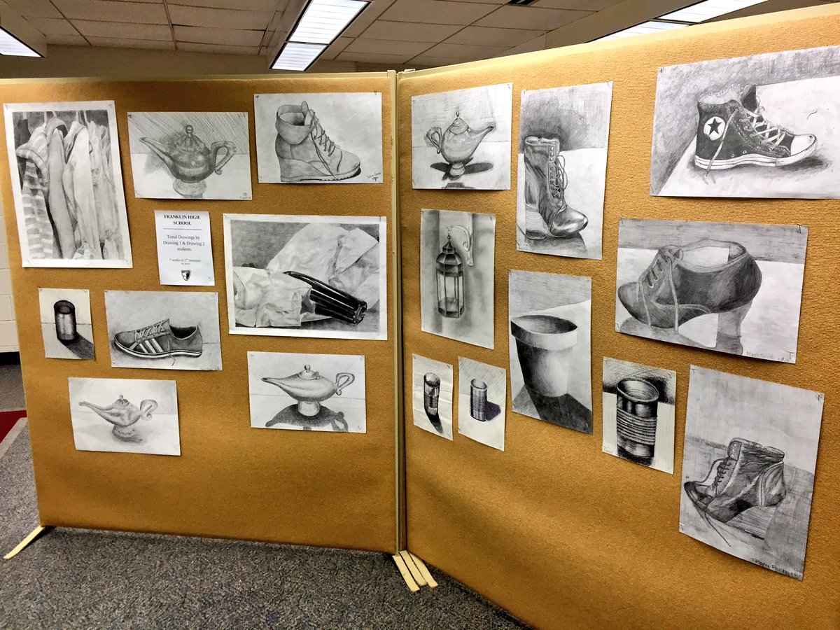 Rheault_ism's tweet photo. Just hung Drawing 1 &amp; 2 "Tonal" pieces @LivoniaDistrict BOE. Strong pieces. @fhspatriots #qualityboard #value ✏️ https://t.co/4WUecysdkc