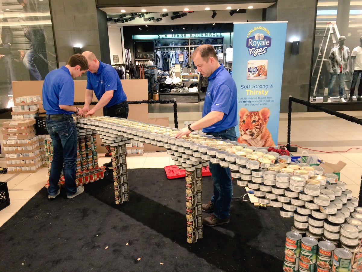 CFChamplain's tweet photo. Building a structure with food cans is a lot of work! Come &amp; encourage the team at @MonctonCan until Saturday. https://t.co/ZVERX0RXHN