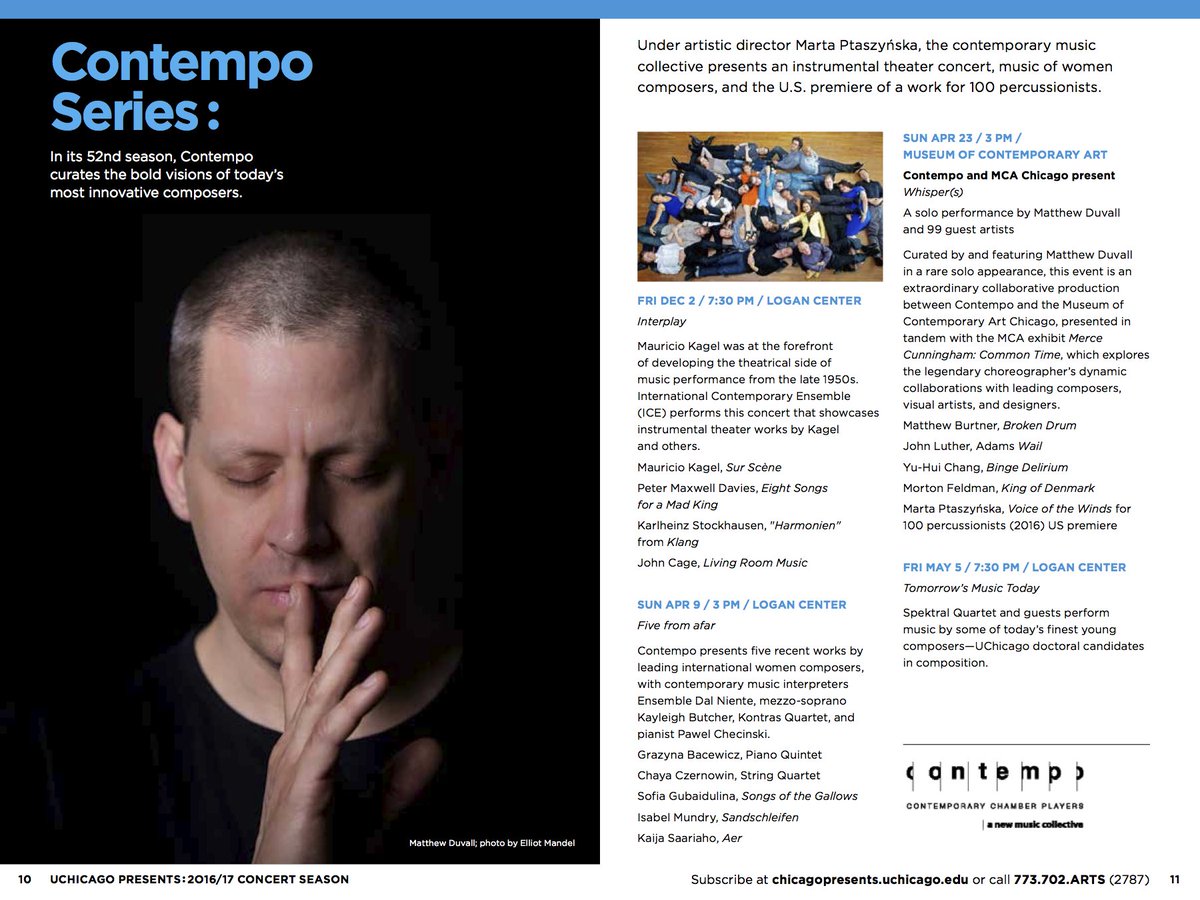 My portrait of Matthew Duvall in the 16/17 @chicagopresents season brochure. He performs w 100 percussionists!
