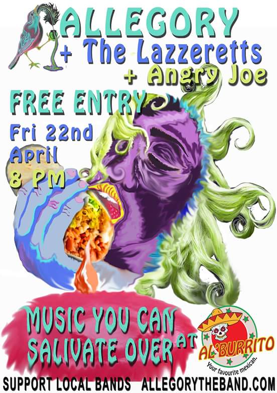 AllegoryTheBand's tweet photo. We have a gig for you Portsmouth! FREE ENTRY 22nd of April @ Al burrito #supportlocalbands #livemusic #bethere https://t.co/lrdFjes7c8