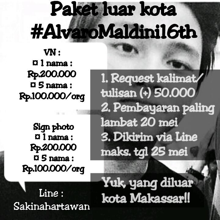 EsaaaNjh's tweet photo. Yuk Alovers Makassar,gunakan kesempatan sebaik-baiknya^^ @AlvaroMaldini1 more info : @d_elapan #AlvaroMaldini16th https://t.co/EQBivtuRrd