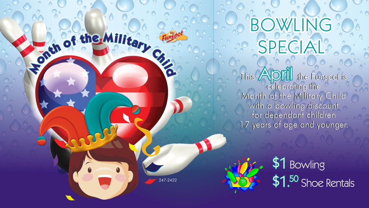 fss_marketing's tweet photo. Kids bowl for only $1 per game @ the Funspot all month long! #funspot #militarykids #monthofthemilitarychild https://t.co/uhpI5kpnnw