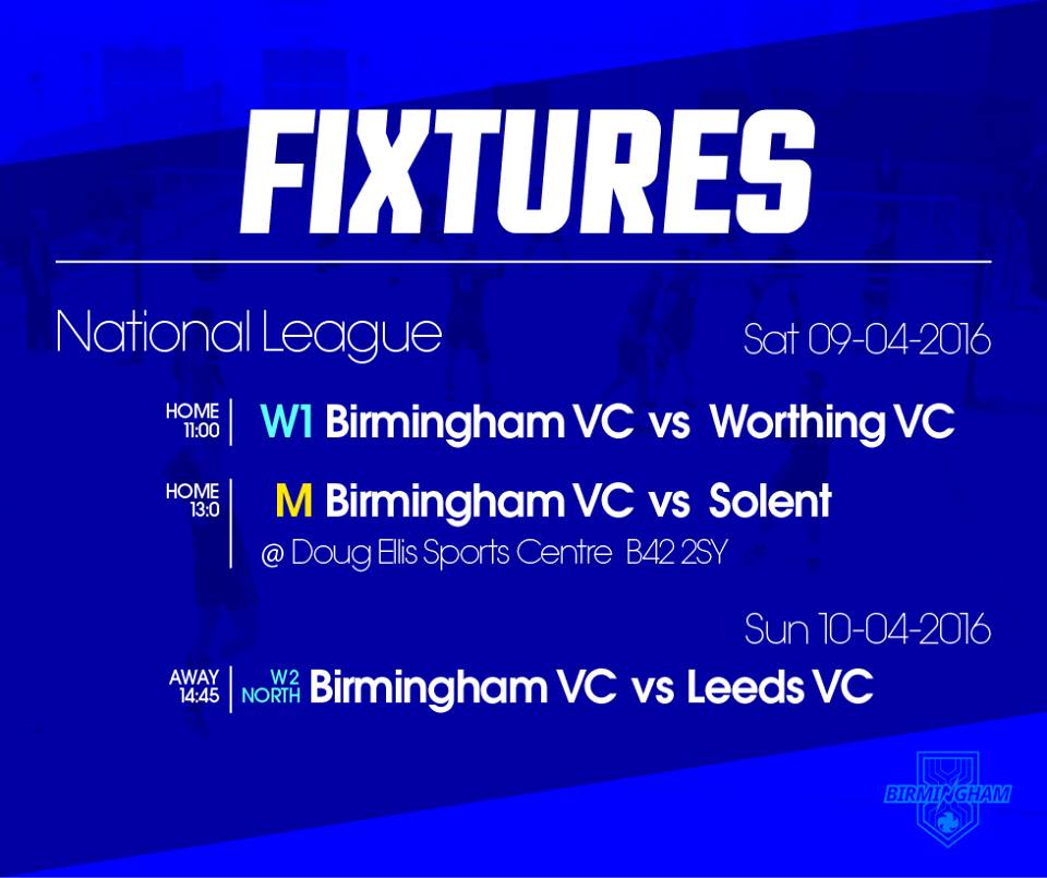 Two important volleyball matches on Saturdays in Birmingham. Spectators and Supporters welcome. All free.