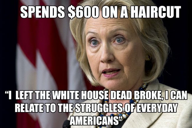 gibunnys's tweet image. #HillarySoQualified to refer people to a &quot;reasonably&quot; priced hairstylist. Only $600! #YesImProtesting #BernieOrBust
