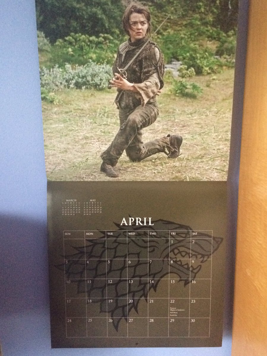 Swimchiq91895's tweet photo. @GameOfThrones calendar? βοΈ @Maisie_Williams on said calendar? βοΈ April 24? Still waiting. #isitthereyet #hurryup https://t.co/rKyDuK5WH0