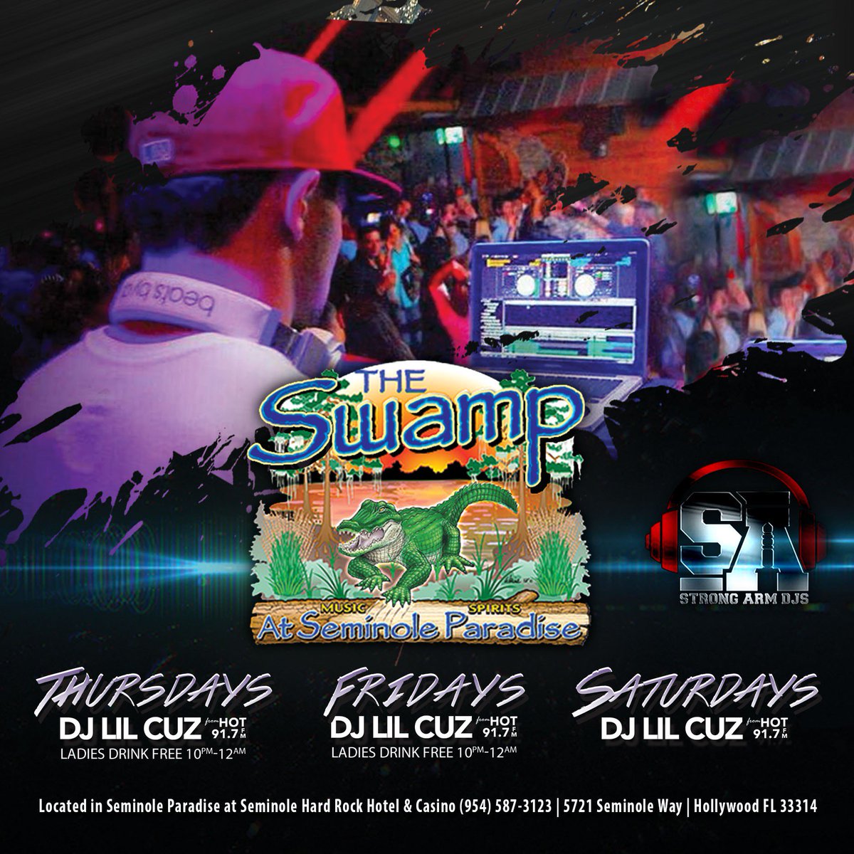 DJCOPPOLA1's tweet photo. This weekend i'll be rockin Swamp located at HardRock!! #DJLife #StrongArmDJ https://t.co/E0knlHYZ5L