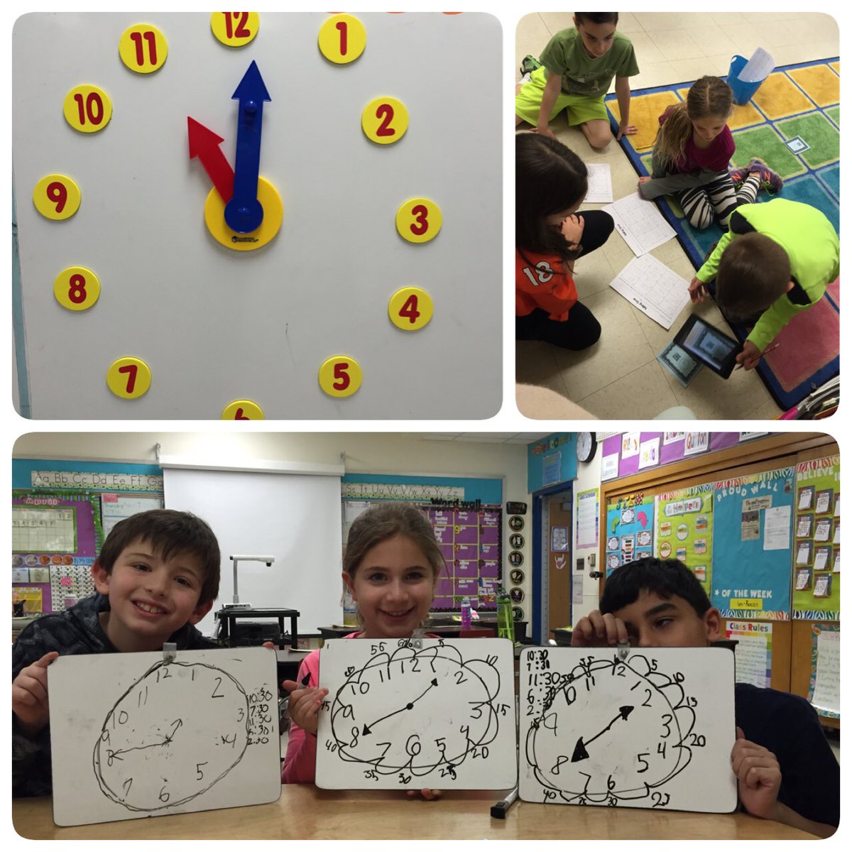 LaurenLGuarino's tweet photo. Tackling #time during math rotations. #smallgroups #QRCode #analogtime https://t.co/ebJhrDD9EE