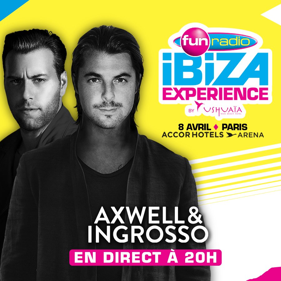 BRUNOFUNRADIO's tweet photo. Je vous l'annonce : 20H : @Axwell et @Ingrosso ouvrent la #FunRadioIbizaExperience
Venez dès 18H, Likez, RT, Snapez https://t.co/MU87gTW2jf
