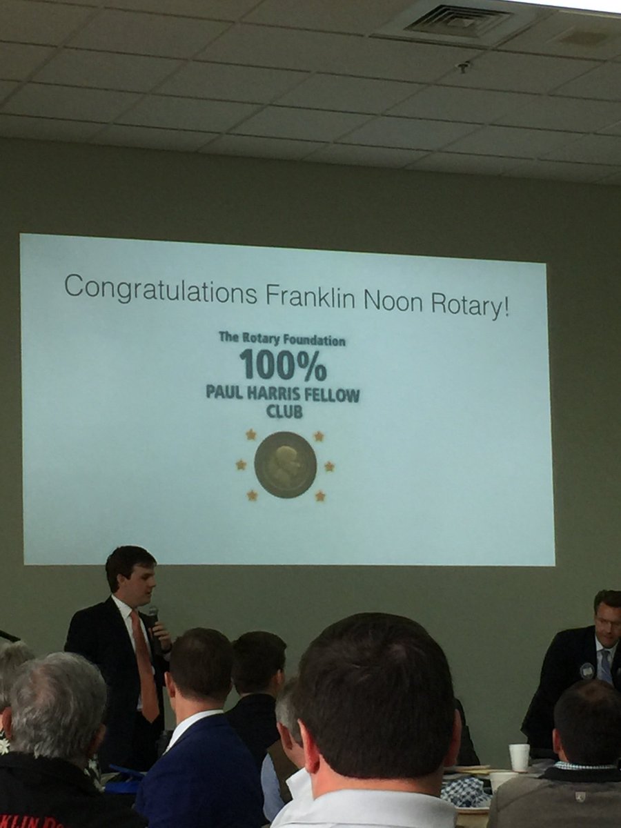 FranklinNoon's tweet photo. Franklin Noon Rotary Club has 100% paul Harris fellow membership with over $400k donated! #fnrc https://t.co/ri7dPRxkjk