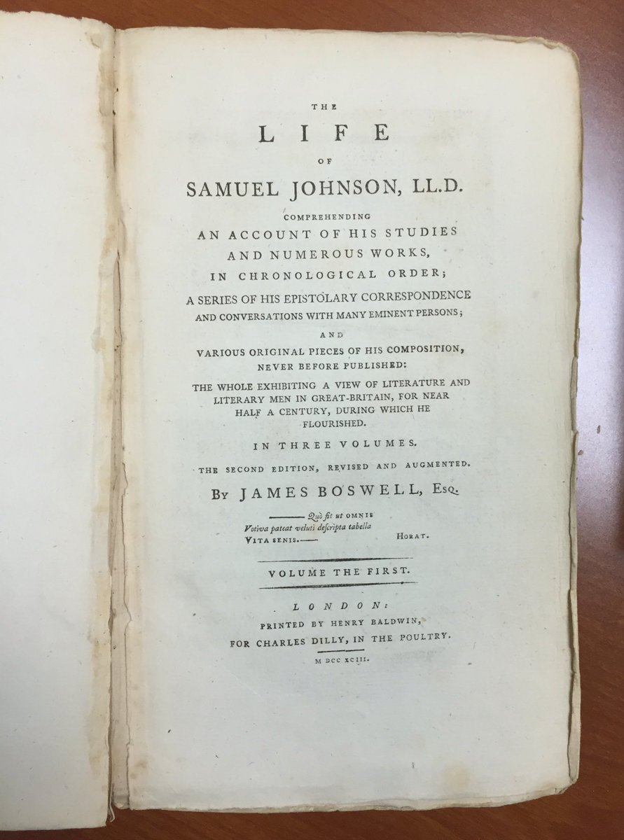 jtneuhauser's tweet photo. #VCUSpecialcollects (1793)The life of Johnson #originalcovers, #exposedbinding, #deckle edges and #MS spine title https://t.co/7GjkwQk1wG