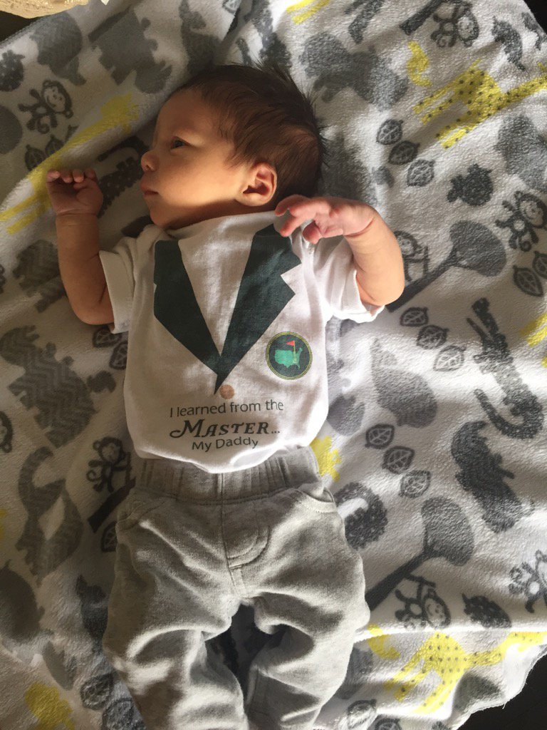 tenimmo's tweet photo. Baby Rory ready to watch his first master and @McIlroyRory @GolfChannel #Masters https://t.co/egTjcBbwOQ