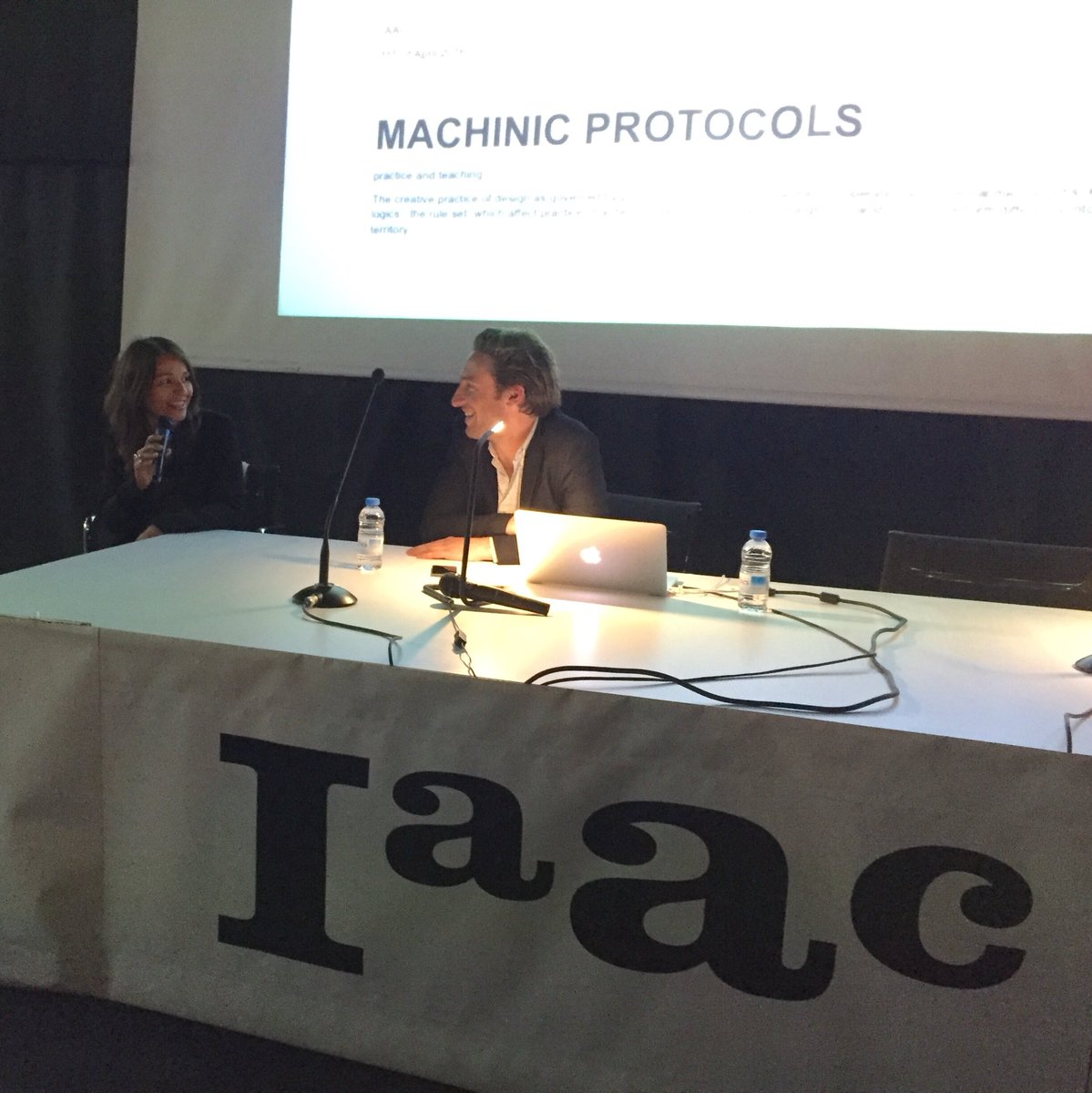 mathimare's tweet photo. @AretiMark presents @IAAC faculty member and friend #EdouardCabay for the Spring #LectureSeries #MachinicProtocols https://t.co/HkCipjfvVG